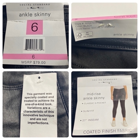 Social Standard by Sanctuary Mid Rose Ankle Skinny Slim Fit 5 Pocket Pants - Picture 10 of 11